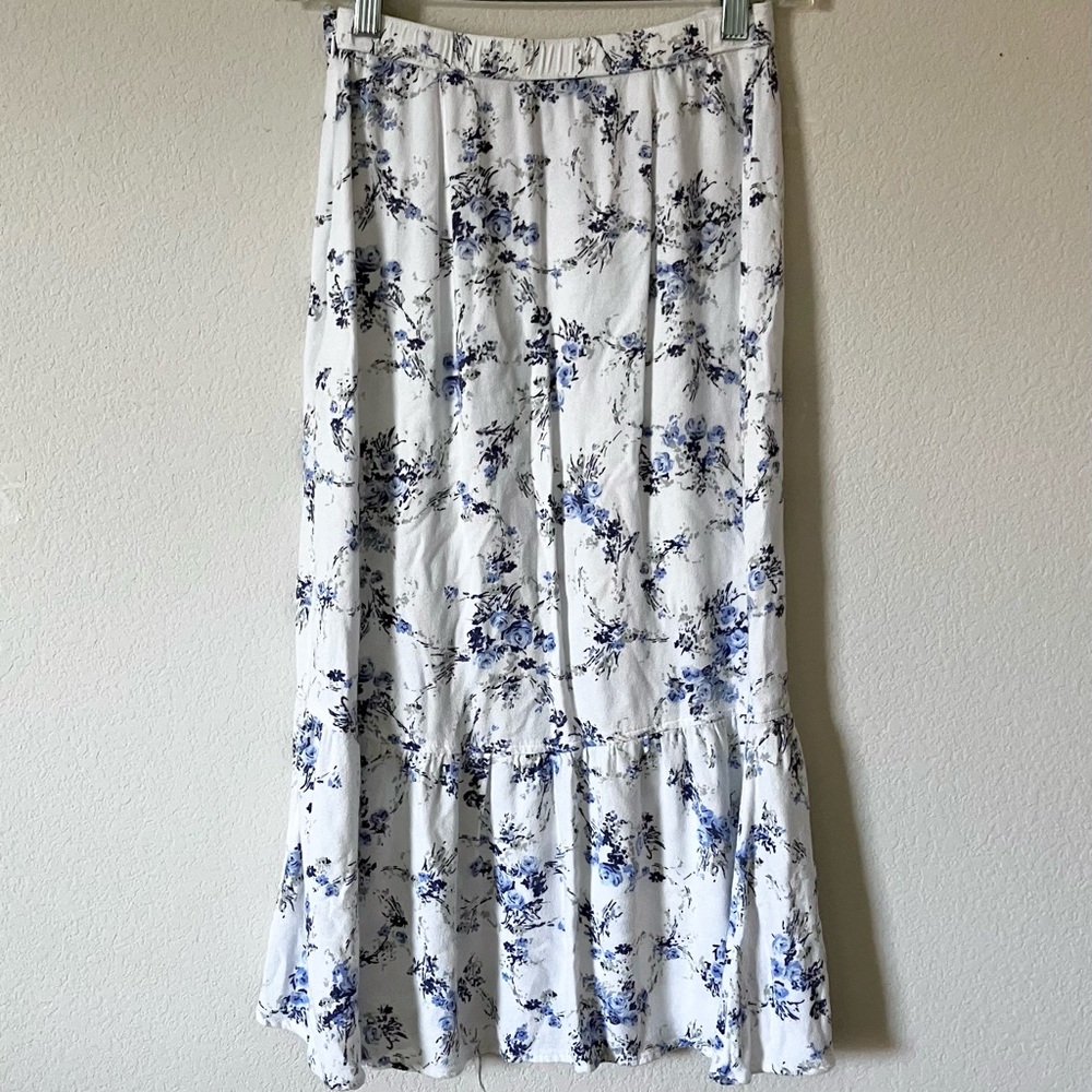 Abercrombie & Fitch Ditsy Floral Slit Tiered Cottagecore Prairie Boho Midi Skirt